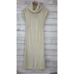 Banana Republic Cabled Short Sleeve SweaterDress in Ivory SMALL Merino Wool